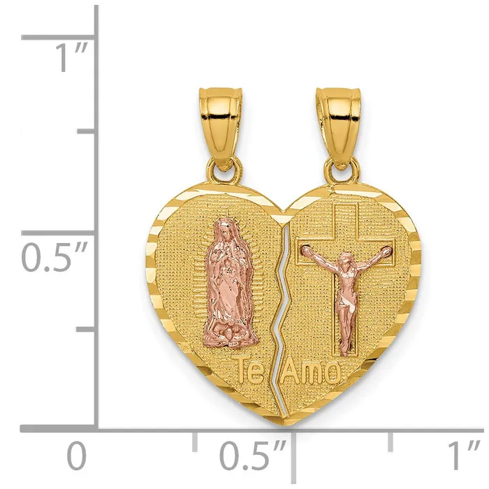 14k Twotone 185 mm Twotone Reversible Lady of GuadalupeJesus Crucifix Breakapart Pendant 209 grams Qgold Rings 14k Twotone 185 mm Twotone Reversible Lady of GuadalupeJesus Crucifix Breakapart Pendant 209 grams Qgold Rings