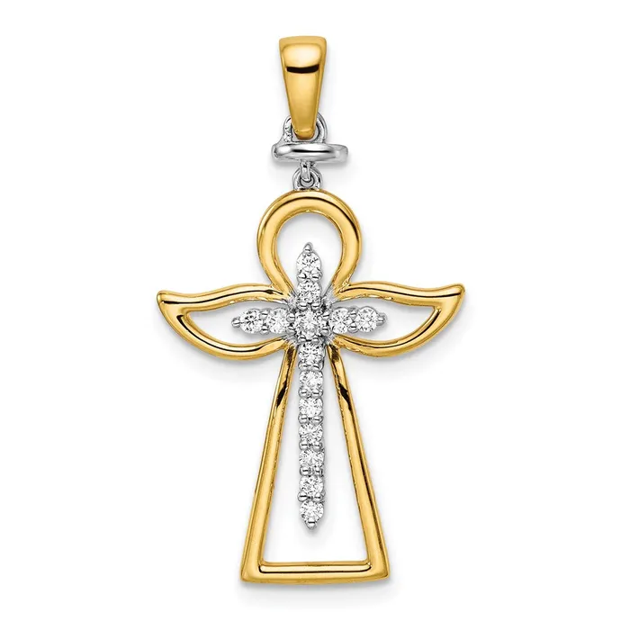14k Twotone 1853 mm Polished Diamond Cross 228 grams Qgold Rings