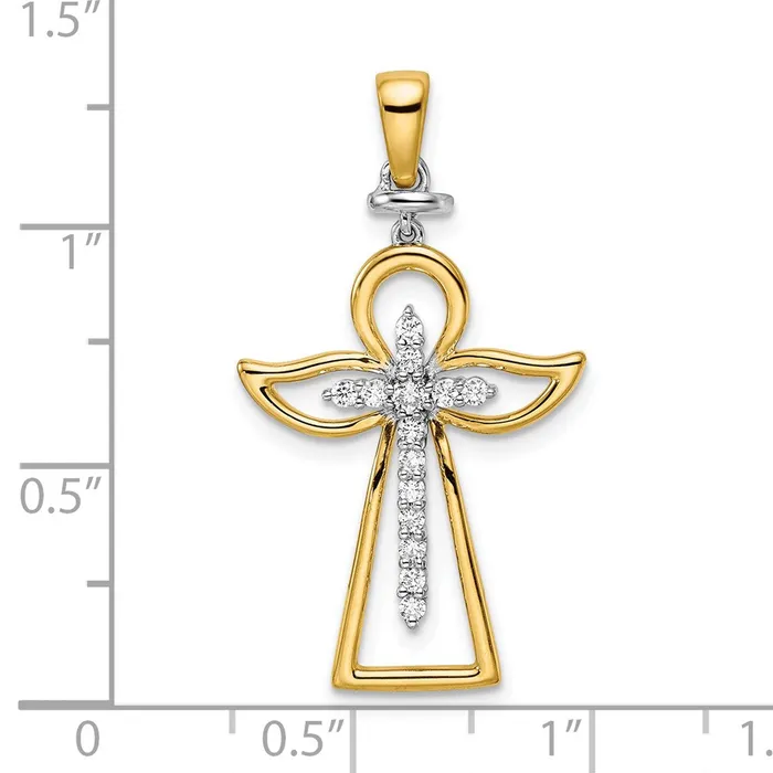 14k Twotone 1853 mm Polished Diamond Cross 228 grams Qgold Rings 14k Twotone 1853 mm Polished Diamond Cross 228 grams Qgold Rings