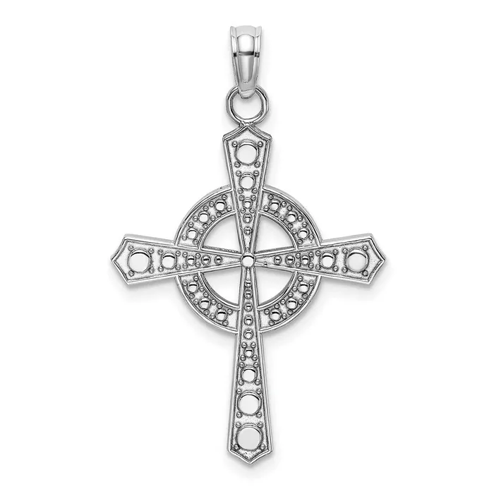 14k White Gold 20 mm Beaded Celtic Cross w Eternity Charm 139 grams Qgold Charm Necklaces 14k White Gold 20 mm Beaded Celtic Cross w Eternity Charm 139 grams Qgold Charm Necklaces