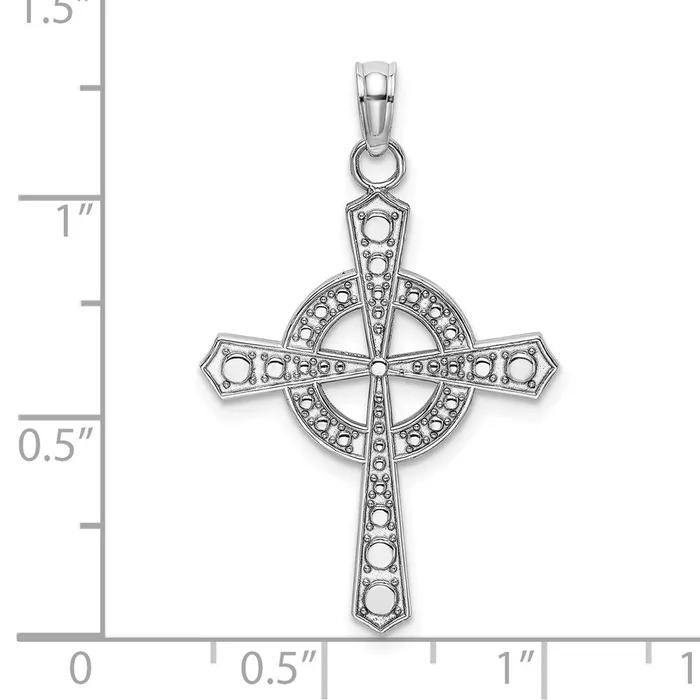 14k White Gold 20 mm Beaded Celtic Cross w Eternity Charm 139 grams Qgold Charm Necklaces 14k White Gold 20 mm Beaded Celtic Cross w Eternity Charm 139 grams Qgold Charm Necklaces