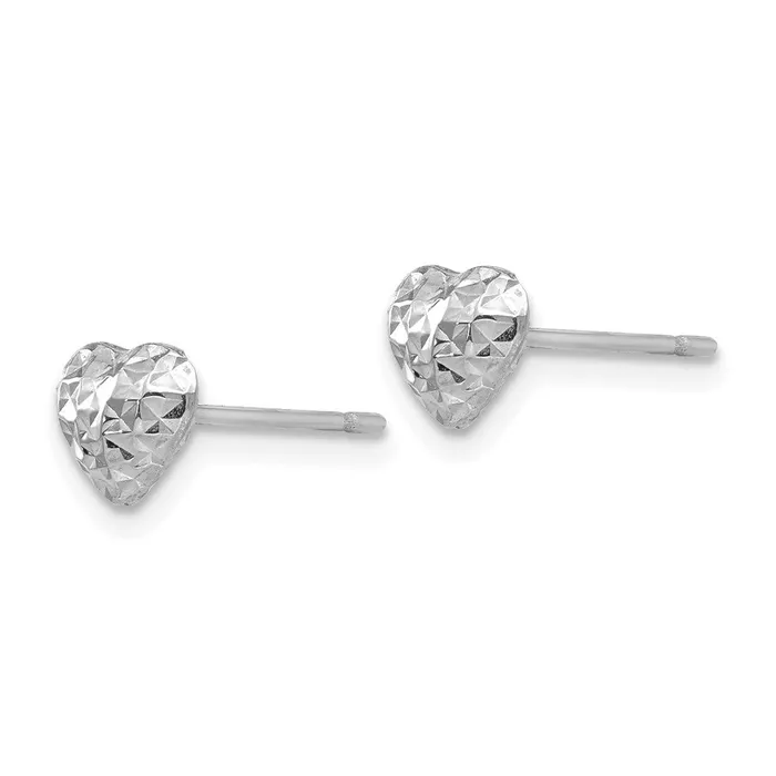 14k White Gold 7 mm Diamond Cut Puffed Heart Post Stud Earrings 058 grams Qgold Earrings 14k White Gold 7 mm Diamond Cut Puffed Heart Post Stud Earrings 058 grams Qgold Earrings