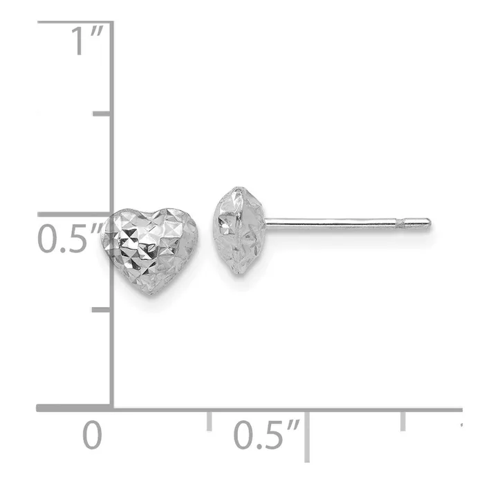 14k White Gold 7 mm Diamond Cut Puffed Heart Post Stud Earrings 058 grams Qgold Earrings 14k White Gold 7 mm Diamond Cut Puffed Heart Post Stud Earrings 058 grams Qgold Earrings