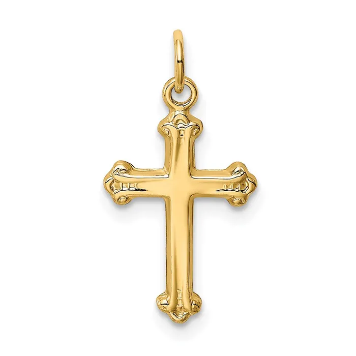 14k Yellow Gold 12 mm Cross Charm 034 grams Qgold Charm Necklaces