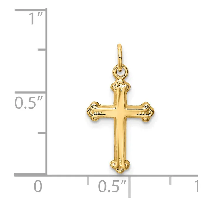 14k Yellow Gold 12 mm Cross Charm 034 grams Qgold Charm Necklaces