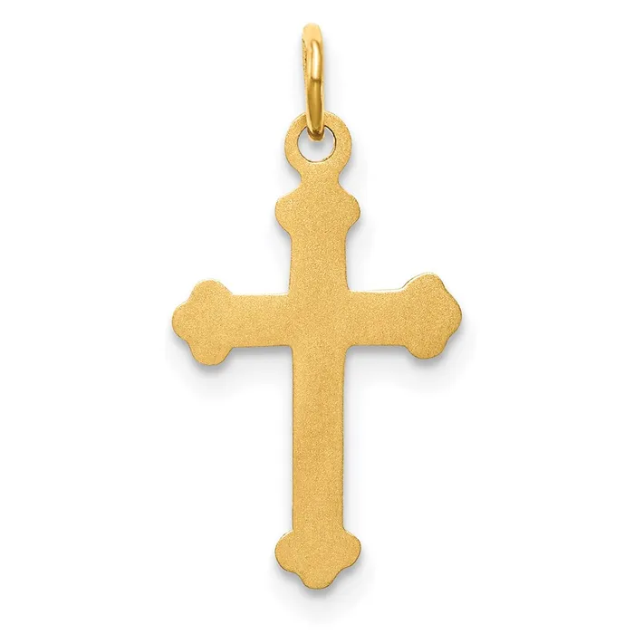 14k Yellow Gold 12 mm Cross Charm 034 grams Qgold Charm Necklaces