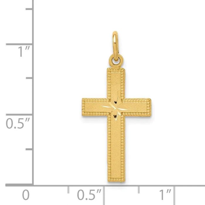 14k Yellow Gold 12 mm Diamondcut Cross Pendant 095 grams Qgold Necklaces 14k Yellow Gold 12 mm Diamondcut Cross Pendant 095 grams Qgold Necklaces