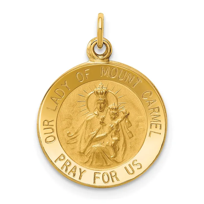14k Yellow Gold 15 mm Our Lady of Mount Carmel Medal Charm 119 grams Qgold Charm Necklaces 14k Yellow Gold 15 mm Our Lady of Mount Carmel Medal Charm 119 grams Qgold Charm Necklaces