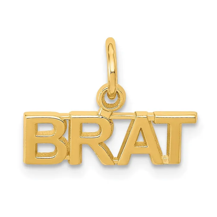 14k Yellow Gold 15 mm Polished BRAT Charm 058 grams Qgold Charm Necklaces 14k Yellow Gold 15 mm Polished BRAT Charm 058 grams Qgold Charm Necklaces