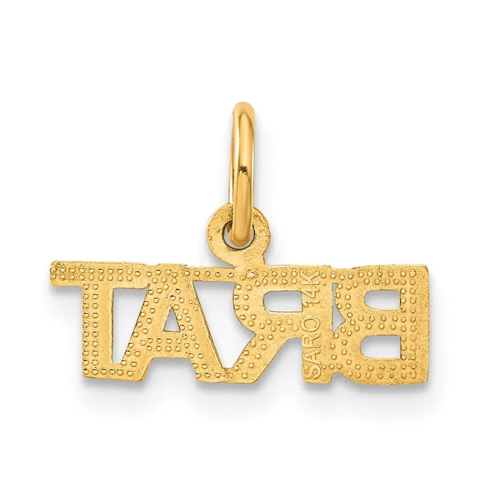 14k Yellow Gold 15 mm Polished BRAT Charm 058 grams Qgold Charm Necklaces 14k Yellow Gold 15 mm Polished BRAT Charm 058 grams Qgold Charm Necklaces