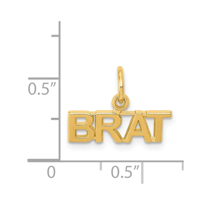 14k Yellow Gold 15 mm Polished BRAT Charm 058 grams Qgold Charm Necklaces 14k Yellow Gold 15 mm Polished BRAT Charm 058 grams Qgold Charm Necklaces