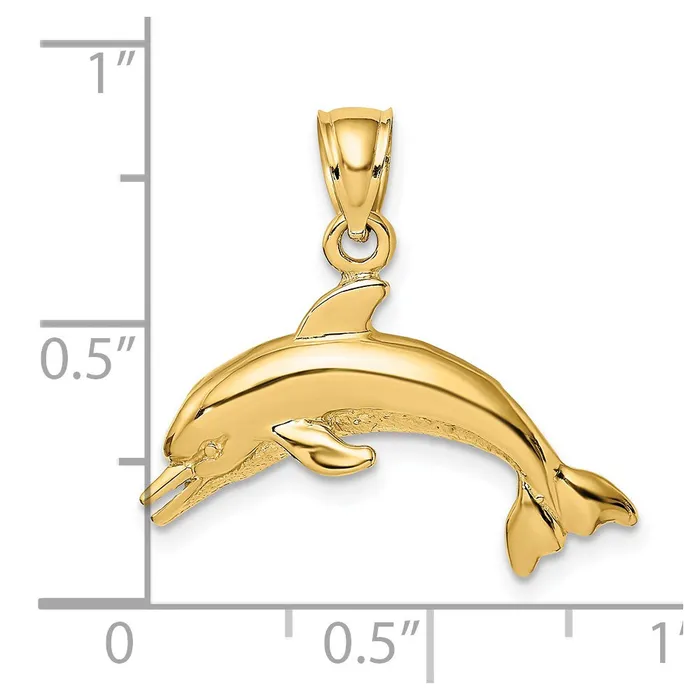 14k Yellow Gold 2435 mm TexturedPolished Dolphin Jumping Charm 209 grams Qgold Charm Necklaces 14k Yellow Gold 2435 mm TexturedPolished Dolphin Jumping Charm 209 grams Qgold Charm Necklaces
