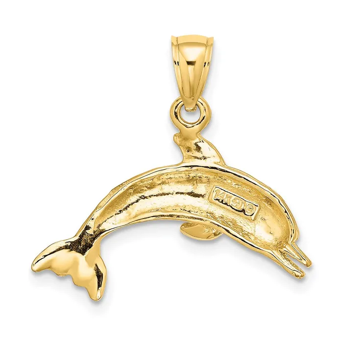 14k Yellow Gold 2435 mm TexturedPolished Dolphin Jumping Charm 209 grams Qgold Charm Necklaces 14k Yellow Gold 2435 mm TexturedPolished Dolphin Jumping Charm 209 grams Qgold Charm Necklaces