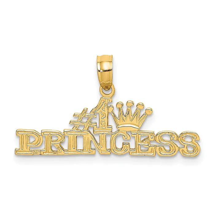 14k Yellow Gold 27 mm 1 PRINCESS Charm 081 grams Qgold Charm Necklaces