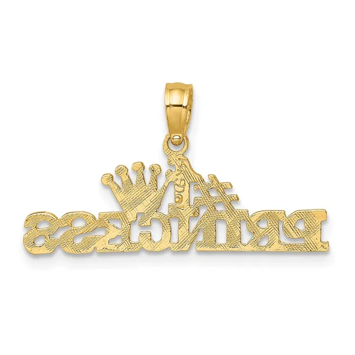 14k Yellow Gold 27 mm 1 PRINCESS Charm 081 grams Qgold Charm Necklaces