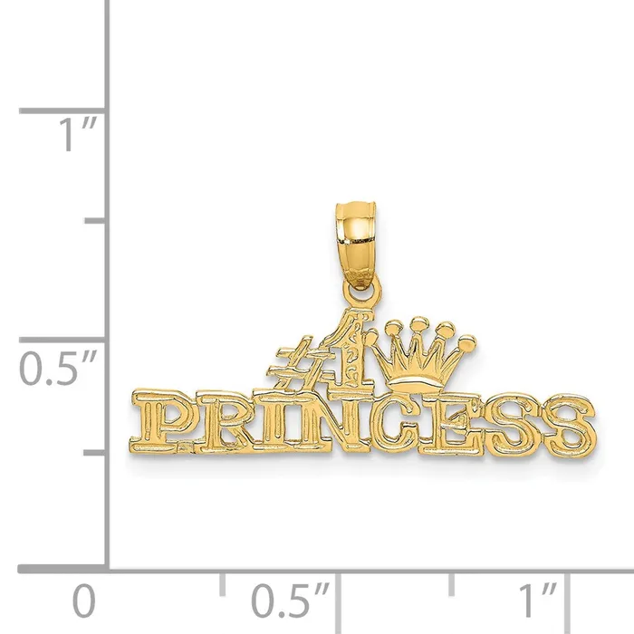 14k Yellow Gold 27 mm 1 PRINCESS Charm 081 grams Qgold Charm Necklaces