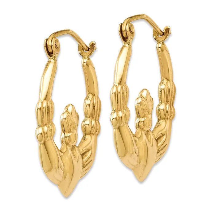 14k Yellow Gold 3 mm Polished Claddagh Hoop Earrings 157 grams Qgold Earrings 14k Yellow Gold 3 mm Polished Claddagh Hoop Earrings 157 grams Qgold Earrings