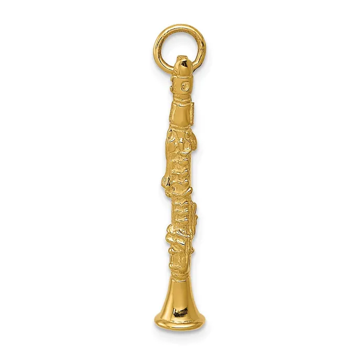 14k Yellow Gold 6 mm 3D Clarinet Charm 197 grams Qgold Charm Necklaces 14k Yellow Gold 6 mm 3D Clarinet Charm 197 grams Qgold Charm Necklaces