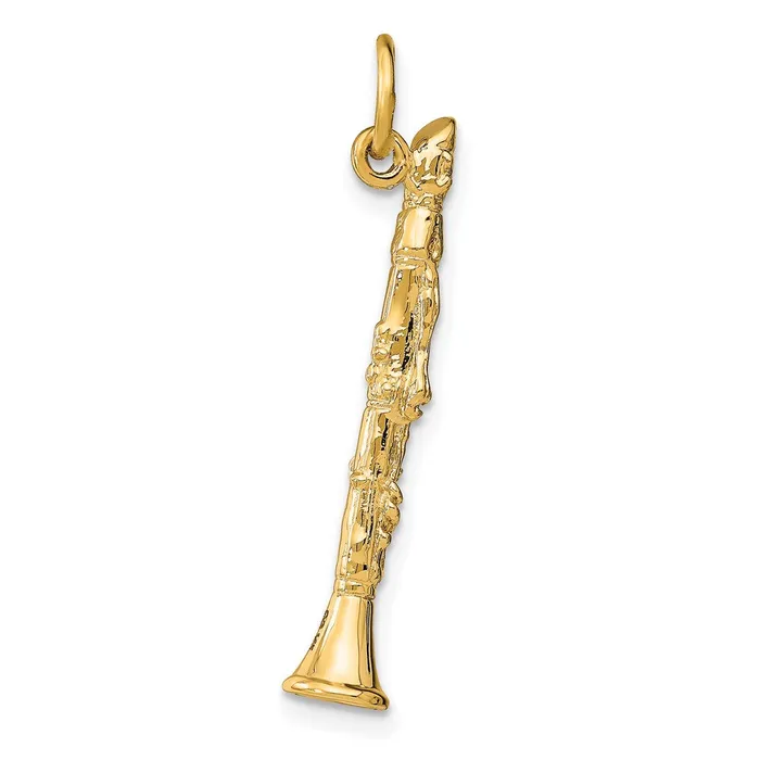 14k Yellow Gold 6 mm 3D Clarinet Charm 197 grams Qgold Charm Necklaces 14k Yellow Gold 6 mm 3D Clarinet Charm 197 grams Qgold Charm Necklaces