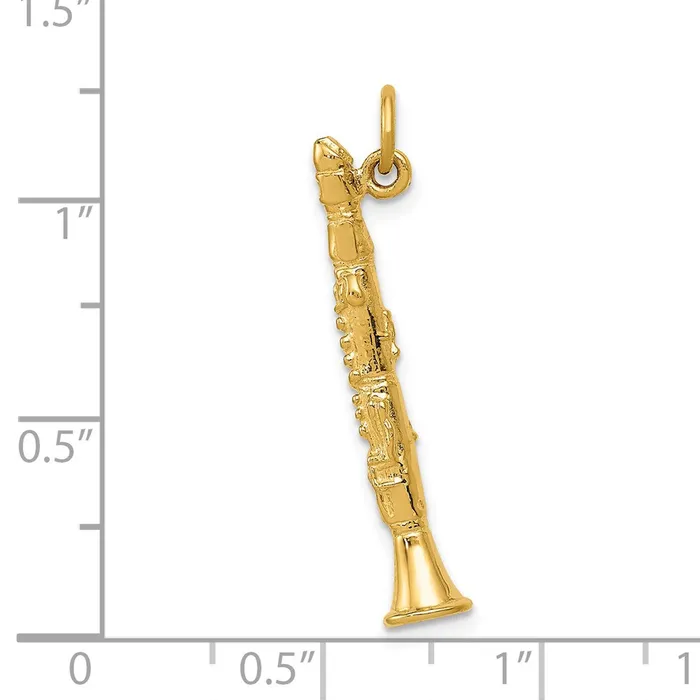 14k Yellow Gold 6 mm 3D Clarinet Charm 197 grams Qgold Charm Necklaces 14k Yellow Gold 6 mm 3D Clarinet Charm 197 grams Qgold Charm Necklaces
