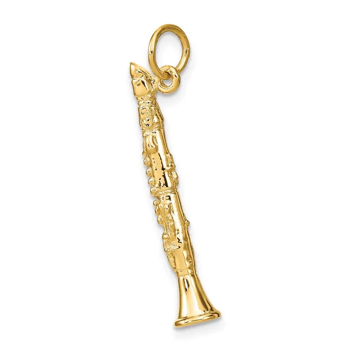 14k Yellow Gold 6 mm 3D Clarinet Charm 197 grams Qgold Charm Necklaces 14k Yellow Gold 6 mm 3D Clarinet Charm 197 grams Qgold Charm Necklaces