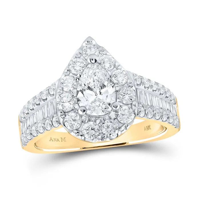 14Kt Yellow Gold 2CtwDia Ana M 34CtCpear Single Halo Engagement Ring 481 grams GND Rings 14Kt Yellow Gold 2CtwDia Ana M 34CtCpear Single Halo Engagement Ring 481 grams GND Rings