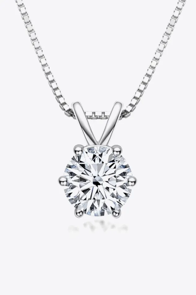 925 Sterling Silver 1 Carat Moissanite Pendant Necklace Trendsi Necklaces