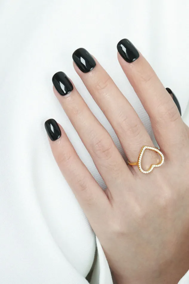 925 Sterling Silver Inlaid Zircon Heart Ring Trendsi Rings