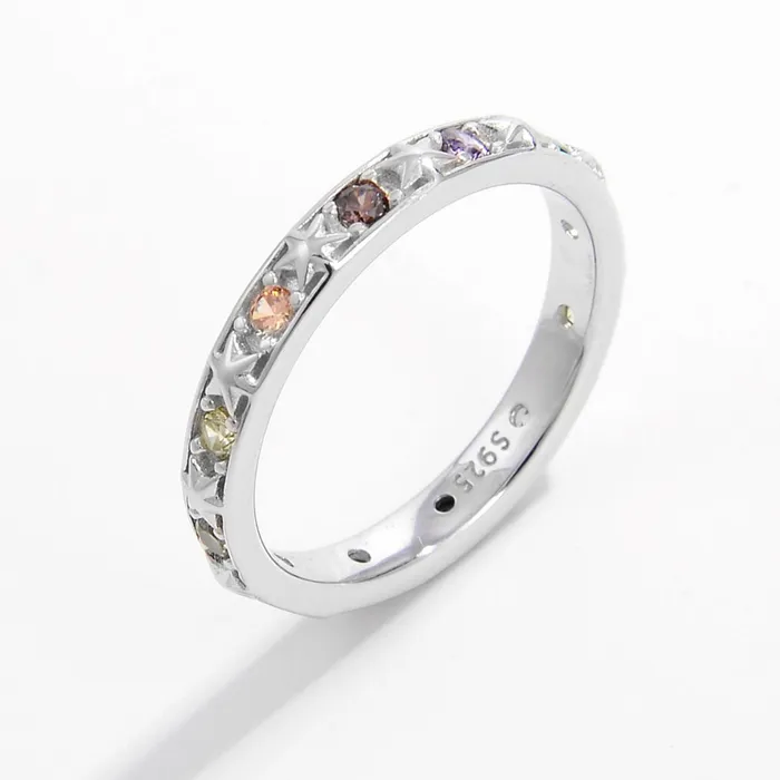 925 Sterling Silver Inlaid Zircon Ring Trendsi Rings