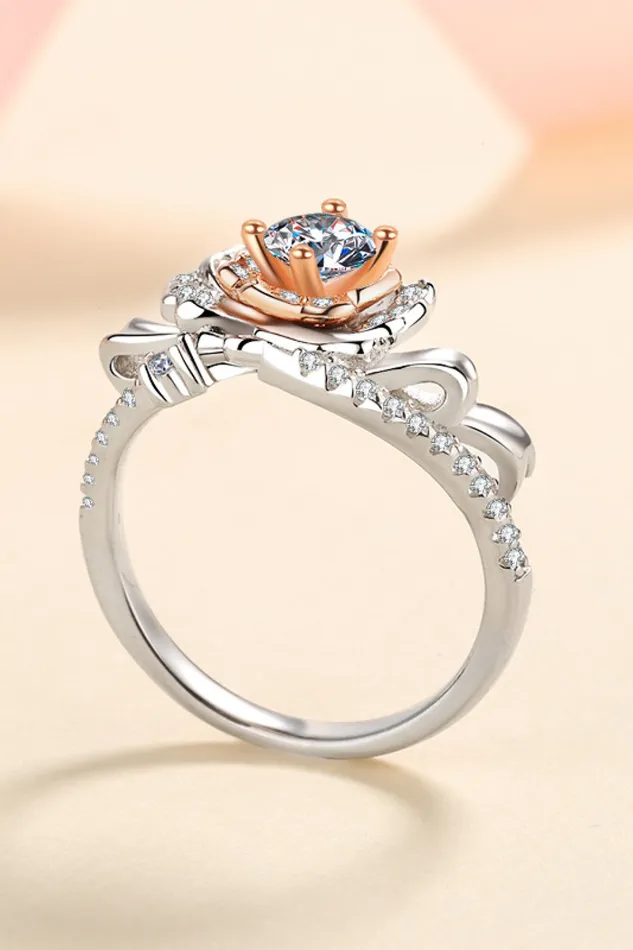 925 Sterling Silver RoseShaped Moissanite Ring Trendsi Rings