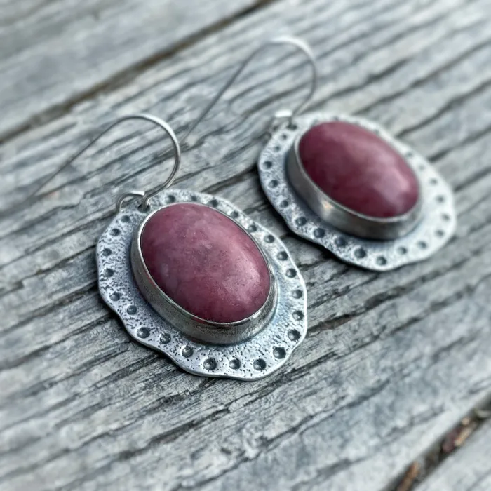 Allison Korn Designs Earrings Pink Rhodonite Earrings