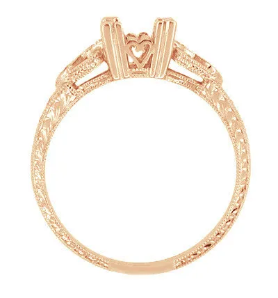 Antique Jewelry Mall Rings 12 Carat Round or Princess Cut Diamond Loving Hearts Vintage Inspired Engraved Filigree Engagement Ring Setting in 14 Karat Rose Pink Gold Antique Jewelry Mall Rings 12 Carat Round or Princess Cut Diamond Loving Hearts Vintage Inspired Engraved Filigree Engagement Ring Setting in 14 Karat Rose Pink Gold