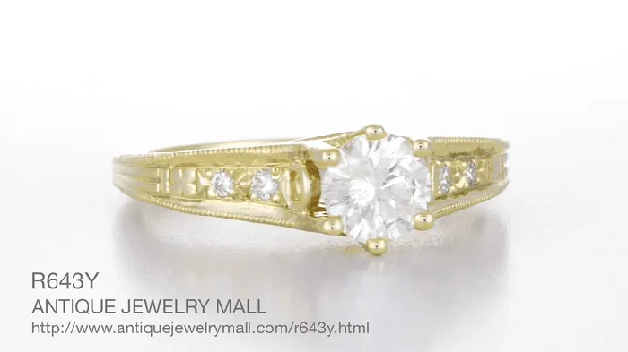 Antique Jewelry Mall Rings 14K Yellow Gold Filigree Art Deco Vintage Style Diamond Engagement Ring 34 Carat Antique Jewelry Mall Rings 14K Yellow Gold Filigree Art Deco Vintage Style Diamond Engagement Ring 34 Carat
