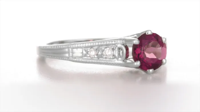 Antique Jewelry Mall Rings 1920s Design Art Deco Raspberry Rhodolite Garnet and Diamond Filigree Engagement Ring in Platinum Antique Jewelry Mall Rings 1920s Design Art Deco Raspberry Rhodolite Garnet and Diamond Filigree Engagement Ring in Platinum