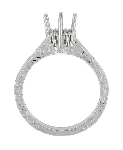 Antique Jewelry Mall Rings Art Deco 1 Carat Crown Filigree Scrolls Engagement Ring Setting in Platinum Antique Jewelry Mall Rings Art Deco 1 Carat Crown Filigree Scrolls Engagement Ring Setting in Platinum