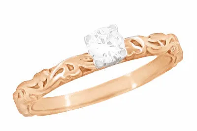 Antique Jewelry Mall Rings Art Deco 14 Karat Rose Gold Sculptural Scrolls White Sapphire Solitaire Engagement Ring Antique Jewelry Mall Rings Art Deco 14 Karat Rose Gold Sculptural Scrolls White Sapphire Solitaire Engagement Ring