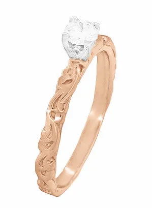 Antique Jewelry Mall Rings Art Deco 14 Karat Rose Gold Sculptural Scrolls White Sapphire Solitaire Engagement Ring Antique Jewelry Mall Rings Art Deco 14 Karat Rose Gold Sculptural Scrolls White Sapphire Solitaire Engagement Ring
