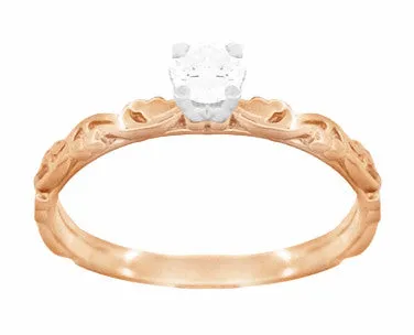 Antique Jewelry Mall Rings Art Deco 14 Karat Rose Gold Sculptural Scrolls White Sapphire Solitaire Engagement Ring Antique Jewelry Mall Rings Art Deco 14 Karat Rose Gold Sculptural Scrolls White Sapphire Solitaire Engagement Ring