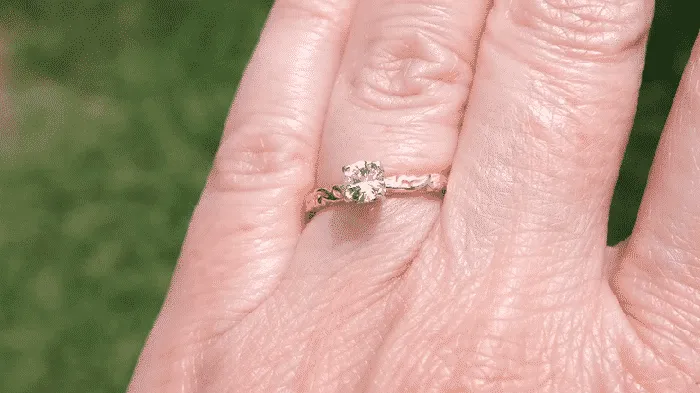 Antique Jewelry Mall Rings Art Deco 14 Karat Rose Gold Sculptural Scrolls White Sapphire Solitaire Engagement Ring Antique Jewelry Mall Rings Art Deco 14 Karat Rose Gold Sculptural Scrolls White Sapphire Solitaire Engagement Ring