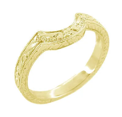 Antique Jewelry Mall Rings Art Deco Engraved Scrolls and Wheat Curved Wedding Band in 18 Karat Yellow Gold Antique Jewelry Mall Rings Art Deco Engraved Scrolls and Wheat Curved Wedding Band in 18 Karat Yellow Gold