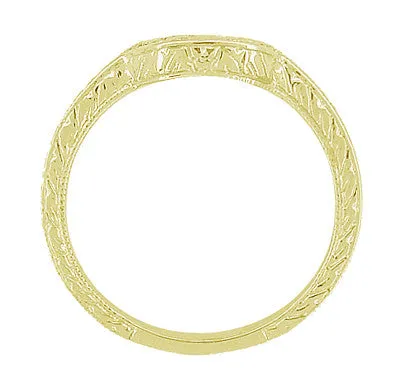 Antique Jewelry Mall Rings Art Deco Engraved Scrolls and Wheat Curved Wedding Band in 18 Karat Yellow Gold Antique Jewelry Mall Rings Art Deco Engraved Scrolls and Wheat Curved Wedding Band in 18 Karat Yellow Gold