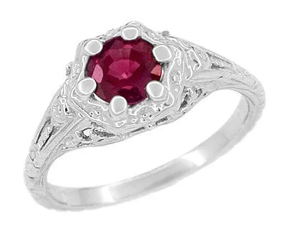Antique Jewelry Mall Rings Art Deco Filigree Flowers Rhodolite Garnet Engagement Ring in 14 Karat White Gold Antique Jewelry Mall Rings Art Deco Filigree Flowers Rhodolite Garnet Engagement Ring in 14 Karat White Gold
