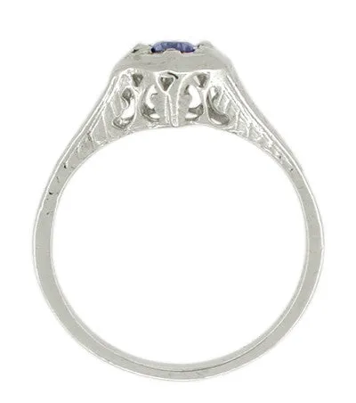 Antique Jewelry Mall Rings Art Deco Filigree Sapphire Promise Ring in 14 Karat White Gold Antique Jewelry Mall Rings Art Deco Filigree Sapphire Promise Ring in 14 Karat White Gold