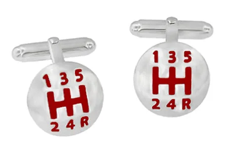 Antique Jewelry Mall Rings Car Drivers Gear Shift Cufflinks in Sterling Silver with Red Enamel Cuff Links Antique Jewelry Mall Rings Car Drivers Gear Shift Cufflinks in Sterling Silver with Red Enamel Cuff Links