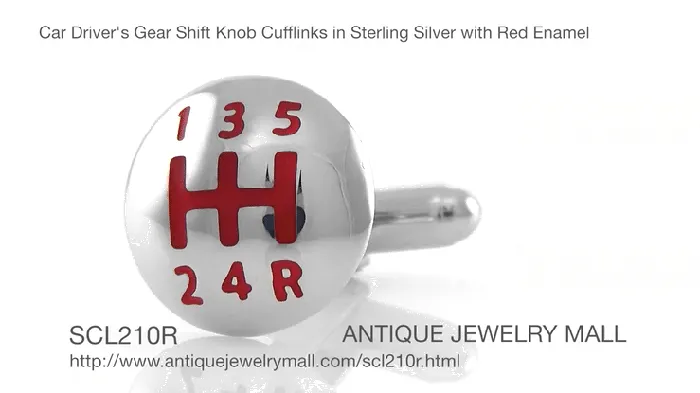 Antique Jewelry Mall Rings Car Drivers Gear Shift Cufflinks in Sterling Silver with Red Enamel Cuff Links Antique Jewelry Mall Rings Car Drivers Gear Shift Cufflinks in Sterling Silver with Red Enamel Cuff Links