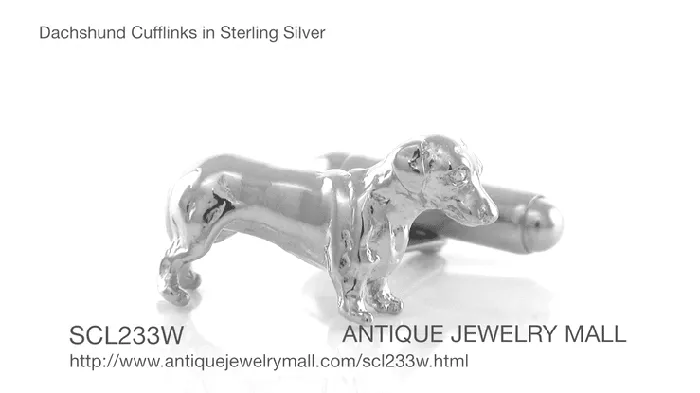 Antique Jewelry Mall Rings Dachshund Cufflinks in Sterling Silver Antique Jewelry Mall Rings Dachshund Cufflinks in Sterling Silver