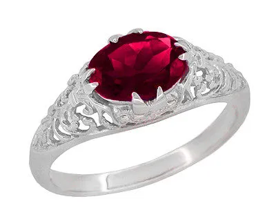 Antique Jewelry Mall Rings Filigree Edwardian Oval Ruby Promise Ring in Sterling Silver 170 Carats Antique Jewelry Mall Rings Filigree Edwardian Oval Ruby Promise Ring in Sterling Silver 170 Carats