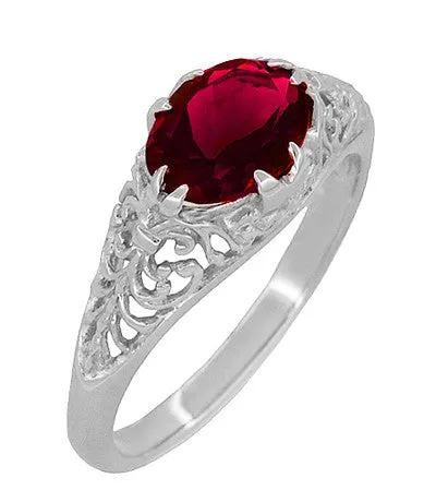 Antique Jewelry Mall Rings Filigree Edwardian Oval Ruby Promise Ring in Sterling Silver 170 Carats Antique Jewelry Mall Rings Filigree Edwardian Oval Ruby Promise Ring in Sterling Silver 170 Carats