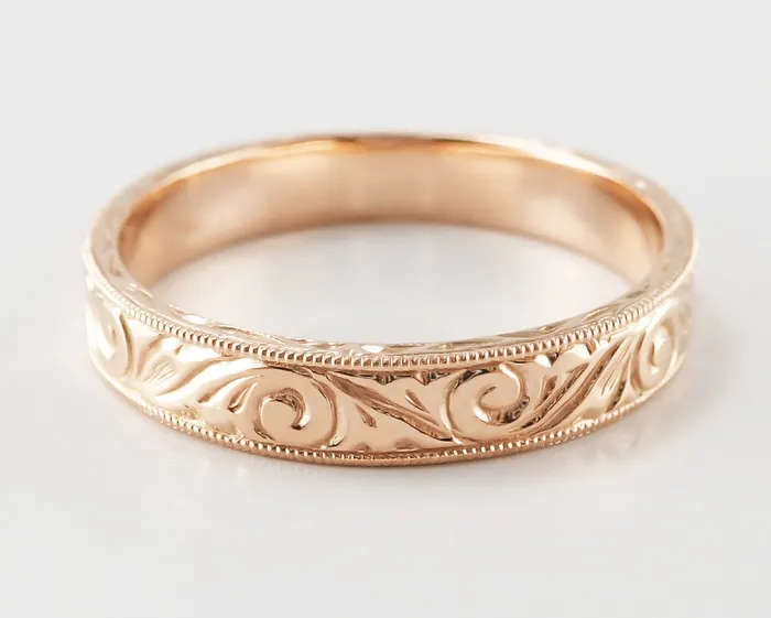 Antique Jewelry Mall Rings Mens Art Deco Scrolls Engraved Wedding Band in 14 Karat Rose Gold Antique Jewelry Mall Rings Mens Art Deco Scrolls Engraved Wedding Band in 14 Karat Rose Gold