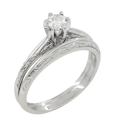 Antique Jewelry Mall Rings Platinum Art Deco Engraved Scrolls White Sapphire Engagement Ring and Wedding Ring Set Antique Jewelry Mall Rings Platinum Art Deco Engraved Scrolls White Sapphire Engagement Ring and Wedding Ring Set